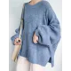 Stretch Mohair-Blend Balloon Sleeves Loose Solid Round-Neck Sweater Tops Stretch Mohair-Blend Balloon Sleeves Loose Solid Round-Neck Sweater Tops