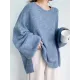 Stretch Mohair-Blend Balloon Sleeves Loose Solid Round-Neck Sweater Tops Stretch Mohair-Blend Balloon Sleeves Loose Solid Round-Neck Sweater Tops
