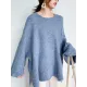 Stretch Mohair-Blend Balloon Sleeves Loose Solid Round-Neck Sweater Tops Stretch Mohair-Blend Balloon Sleeves Loose Solid Round-Neck Sweater Tops