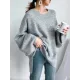 Stretch Mohair-Blend Balloon Sleeves Loose Solid Round-Neck Sweater Tops Stretch Mohair-Blend Balloon Sleeves Loose Solid Round-Neck Sweater Tops