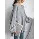 Stretch Mohair-Blend Balloon Sleeves Loose Solid Round-Neck Sweater Tops Stretch Mohair-Blend Balloon Sleeves Loose Solid Round-Neck Sweater Tops