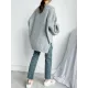 Stretch Mohair-Blend Balloon Sleeves Loose Solid Round-Neck Sweater Tops Stretch Mohair-Blend Balloon Sleeves Loose Solid Round-Neck Sweater Tops
