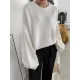 Stretch Mohair-Blend Balloon Sleeves Loose Solid Round-Neck Sweater Tops Stretch Mohair-Blend Balloon Sleeves Loose Solid Round-Neck Sweater Tops