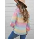 Casual Loose Patchwork Round-Neck Sweater Top Casual Loose Patchwork Round-Neck Sweater Top