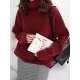 Casual Loose Long Sleeves Solid Color High-Neck Sweater Tops Casual Loose Long Sleeves Solid Color High-Neck Sweater Tops