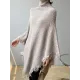 Casual Loose Tasseled Solid Color High-Neck Sweater Tops Casual Loose Tasseled Solid Color High-Neck Sweater Tops