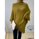 Casual Loose Tasseled Solid Color High-Neck Sweater Tops Casual Loose Tasseled Solid Color High-Neck Sweater Tops