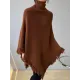 Casual Loose Tasseled Solid Color High-Neck Sweater Tops Casual Loose Tasseled Solid Color High-Neck Sweater Tops