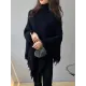 Casual Loose Tasseled Solid Color High-Neck Sweater Tops Casual Loose Tasseled Solid Color High-Neck Sweater Tops