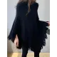 Casual Loose Tasseled Solid Color High-Neck Sweater Tops Casual Loose Tasseled Solid Color High-Neck Sweater Tops