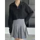 Simple Batwing Sleeves Long Sleeves Jacquard Solid Color Lapel Collar Sweater Tops Simple Batwing Sleeves Long Sleeves Jacquard Solid Color Lapel Collar Sweater Tops