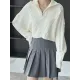 Simple Batwing Sleeves Long Sleeves Jacquard Solid Color Lapel Collar Sweater Tops Simple Batwing Sleeves Long Sleeves Jacquard Solid Color Lapel Collar Sweater Tops
