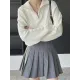 Simple Batwing Sleeves Long Sleeves Jacquard Solid Color Lapel Collar Sweater Tops Simple Batwing Sleeves Long Sleeves Jacquard Solid Color Lapel Collar Sweater Tops