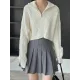 Simple Batwing Sleeves Long Sleeves Jacquard Solid Color Lapel Collar Sweater Tops Simple Batwing Sleeves Long Sleeves Jacquard Solid Color Lapel Collar Sweater Tops