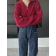 Simple Batwing Sleeves Long Sleeves Jacquard Solid Color Lapel Collar Sweater Tops Simple Batwing Sleeves Long Sleeves Jacquard Solid Color Lapel Collar Sweater Tops