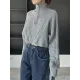 Simple Batwing Sleeves Long Sleeves Jacquard Solid Color Lapel Collar Sweater Tops Simple Batwing Sleeves Long Sleeves Jacquard Solid Color Lapel Collar Sweater Tops