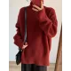 Casual Long Sleeves Loose Solid Color High-Neck Sweater Tops Casual Long Sleeves Loose Solid Color High-Neck Sweater Tops