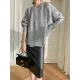 Irregularity Loose Solid Color Batwing Sleeves Round-Neck Sweater Tops Irregularity Loose Solid Color Batwing Sleeves Round-Neck Sweater Tops