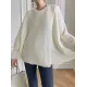 Irregularity Loose Solid Color Batwing Sleeves Round-Neck Sweater Tops Irregularity Loose Solid Color Batwing Sleeves Round-Neck Sweater Tops