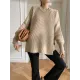 Irregularity Loose Solid Color Batwing Sleeves Round-Neck Sweater Tops Irregularity Loose Solid Color Batwing Sleeves Round-Neck Sweater Tops