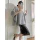 Irregularity Loose Solid Color Batwing Sleeves Round-Neck Sweater Tops Irregularity Loose Solid Color Batwing Sleeves Round-Neck Sweater Tops