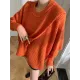 Irregularity Loose Solid Color Batwing Sleeves Round-Neck Sweater Tops Irregularity Loose Solid Color Batwing Sleeves Round-Neck Sweater Tops