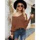 Loose Batwing Sleeves Twist Solid Color V-Neck Sweater Tops Loose Batwing Sleeves Twist Solid Color V-Neck Sweater Tops