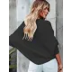 Loose Batwing Sleeves Twist Solid Color V-Neck Sweater Tops Loose Batwing Sleeves Twist Solid Color V-Neck Sweater Tops