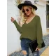 Loose Batwing Sleeves Twist Solid Color V-Neck Sweater Tops Loose Batwing Sleeves Twist Solid Color V-Neck Sweater Tops