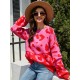 Urban Puff Sleeves Leopard Two-Tone Round-Neck Sweater Tops Urban Puff Sleeves Leopard Two-Tone Round-Neck Sweater Tops