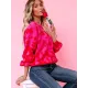 Urban Puff Sleeves Leopard Two-Tone Round-Neck Sweater Tops Urban Puff Sleeves Leopard Two-Tone Round-Neck Sweater Tops