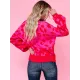 Urban Puff Sleeves Leopard Two-Tone Round-Neck Sweater Tops Urban Puff Sleeves Leopard Two-Tone Round-Neck Sweater Tops