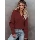Long Sleeves Solid Color Lapel V-Neck Sweater Tops