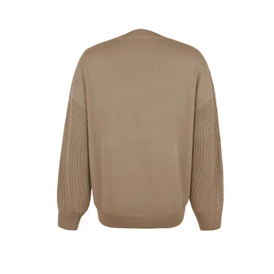 Knitted Twist Long Sleeves Solid Color Round-Neck Sweater Tops Knitted Twist Long Sleeves Solid Color Round-Neck Sweater Tops