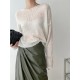 Gentle Mohair Knitted Loose Long Sleeves Solid Color Thin Sweater Tops Gentle Mohair Knitted Loose Long Sleeves Solid Color Thin Sweater Tops