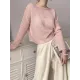 Gentle Mohair Knitted Loose Long Sleeves Solid Color Thin Sweater Tops Gentle Mohair Knitted Loose Long Sleeves Solid Color Thin Sweater Tops