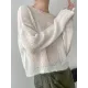 Gentle Mohair Knitted Loose Long Sleeves Solid Color Thin Sweater Tops Gentle Mohair Knitted Loose Long Sleeves Solid Color Thin Sweater Tops