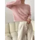 Gentle Mohair Knitted Loose Long Sleeves Solid Color Thin Sweater Tops Gentle Mohair Knitted Loose Long Sleeves Solid Color Thin Sweater Tops