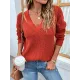 Stylish Loose Solid Color V-Neck Sweater Tops Stylish Loose Solid Color V-Neck Sweater Tops