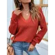 Stylish Loose Solid Color V-Neck Sweater Tops Stylish Loose Solid Color V-Neck Sweater Tops