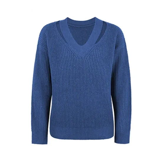 Stylish Loose Solid Color V-Neck Sweater Tops Stylish Loose Solid Color V-Neck Sweater Tops