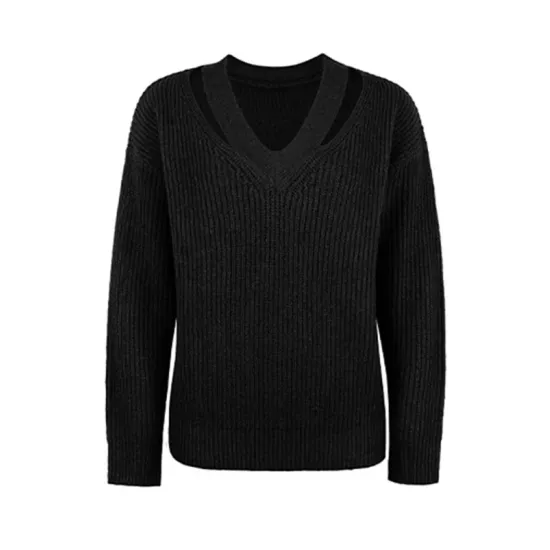 Stylish Loose Solid Color V-Neck Sweater Tops Stylish Loose Solid Color V-Neck Sweater Tops