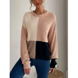 Casual Loose Patchwork Sweater Top