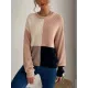 Casual Loose Patchwork Sweater Top Casual Loose Patchwork Sweater Top