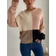 Casual Loose Patchwork Sweater Top Casual Loose Patchwork Sweater Top