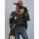 Casual Loose Patchwork V-Neck Sweater Top Casual Loose Patchwork V-Neck Sweater Top