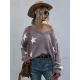 Casual Loose Patchwork V-Neck Sweater Top Casual Loose Patchwork V-Neck Sweater Top