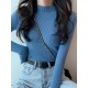 Casual Skinny Long Sleeves Solid Color High-Neck Sweater Tops Casual Skinny Long Sleeves Solid Color High-Neck Sweater Tops
