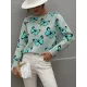 Original Long Sleeves Loose Butterfly Print Contrast Color Round-Neck Sweater Tops Original Long Sleeves Loose Butterfly Print Contrast Color Round-Neck Sweater Tops