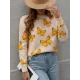 Original Long Sleeves Loose Butterfly Print Contrast Color Round-Neck Sweater Tops Original Long Sleeves Loose Butterfly Print Contrast Color Round-Neck Sweater Tops